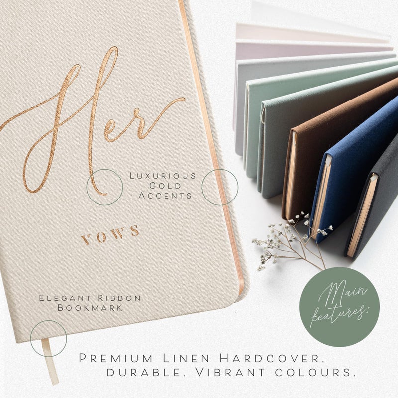 ARTESORI Vow Books His and Hers - Linen Wedding Vow Books Perfect as Bride & Groom Gifts, Wedding Registry Ideas - His & Hers Gifts Wedding Vow Book - Wedding Essentials & Accessories [Ivory & Black] - Image 4