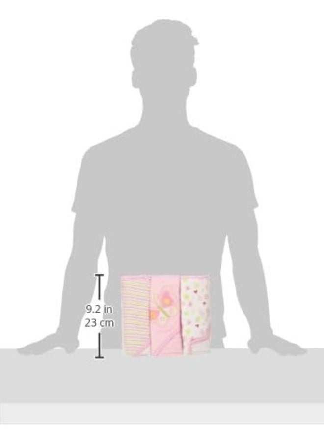 Spasilk Baby 3 Pack Soft Terry Hooded Towel Set for Newborn Boys and Girls, 26x30 Inch, Pink Butterfly - Image 2