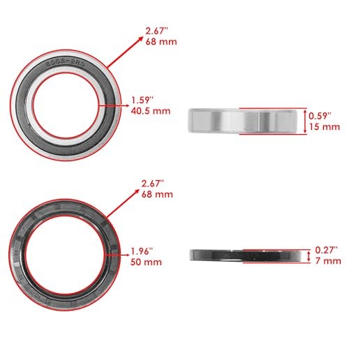Caltric Rear Axle Bearings Seals Spacer and Bearing Carrier Kit Compatible with Suzuki LT-Z400 LTZ400 QuadSport 2003/64715-07G00 64715-07G0V 64731-07G00 - Image 5