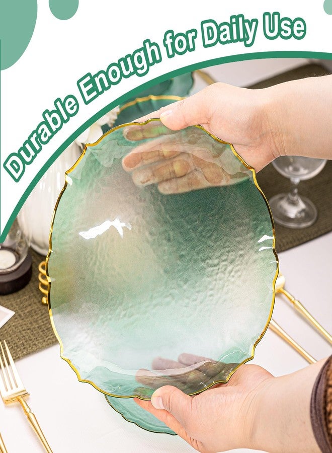 Lullaby 100pcs Translucent Green Plastic Plates with Gold Rim, Fancy Lace-Edged Disposable Plates include 50pcs Dinner Plate 10”, 50pcs Dessert Plate 7”, Perfect for Party, Wedding, Holiday - Image 3