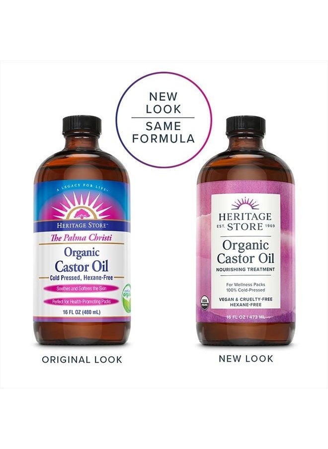 Heritage Store Heritage Store Organic Castor Oil, Nourishing Hair Treatment, Deep Hydration for Healthy Hair Care, Skin Care, Eyelashes & Brows, Castor Oil Packs, Cold Pressed, Hexane Free, Vegan, Cruelty Free, Glas  - Image 2