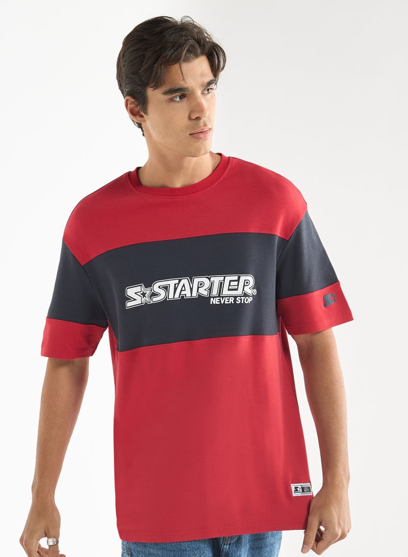 Starter Logo Print T-shirt with Short Sleeves and Crew Neck - Image 1