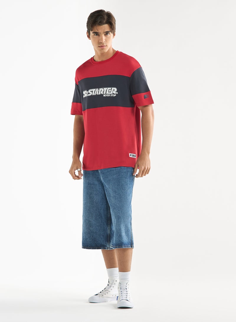 Starter Logo Print T-shirt with Short Sleeves and Crew Neck - Image 2