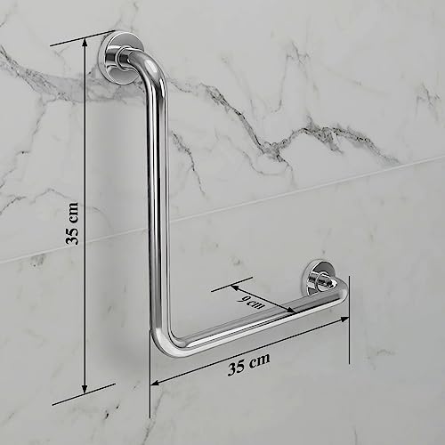 Plantex L-Shape Toilet Support for Elderly People/Wall-Mounted Safety Handle Made of Stainless Steel - Pack of 2 (Chrome) - Image 5