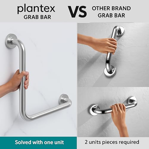 Plantex L-Shape Toilet Support for Elderly People/Wall-Mounted Safety Handle Made of Stainless Steel - Pack of 2 (Chrome) - Image 4