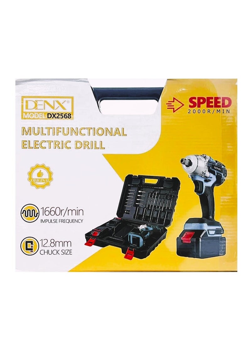 دينكس مفك براغي لإطارات السيارات ومثقاب لاسلكي مع حقيبة، سرعة ٢٠٠٠ دورة/دقيقة، بطاريتين ٢١ فولت، تردد نبضي ١٦٦٠ دورة/دقيقة، ١٢.٨ مم - Image 4