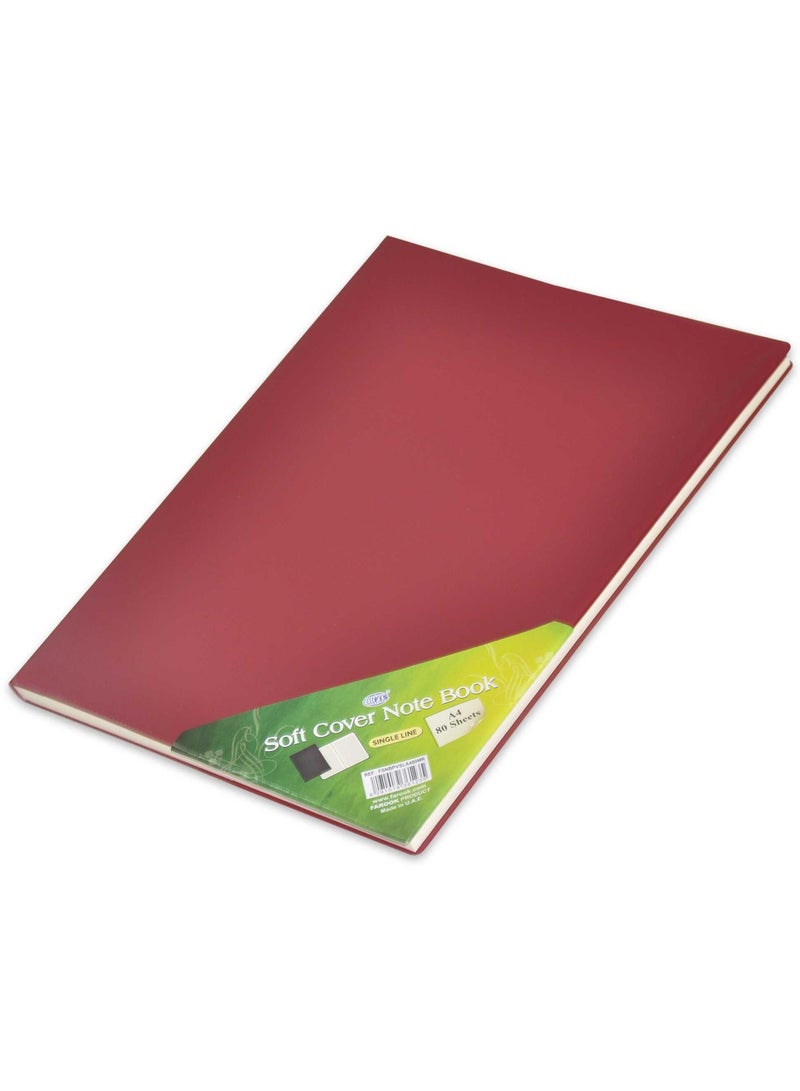 FIS دفتر ملاحظات FIS من البولي فينيل كلوريد بغلاف ناعم مقاس A4 سطر واحد مع حدود 80 ورقة - كستنائي - FSNBPVSLA480MR - Image 1