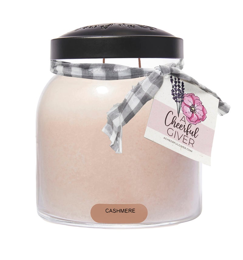 A Cheerful Giver A Cheerful Giver  Cashmere  34oz Papa Scented Candle Jar with Lid  Keepers of the Light  155 Hours of Burn Time Gift Candle Brown 