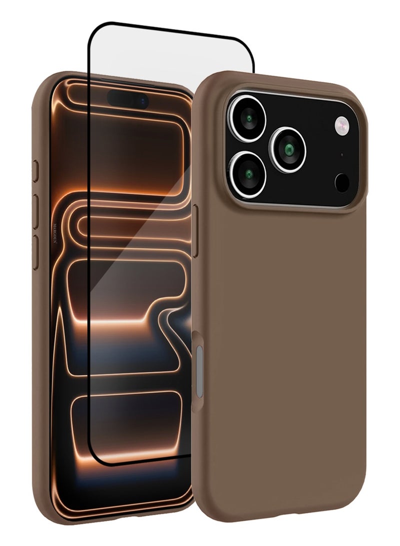 CATANES 2 Packs Silicone Protective Phone Case for iPhone 17 Pro Max - Soft Anti-Scratch Microfiber Lining Ultra Slim Drop Protection Phone Cover with 3D Screen Protector - Desert Titanium - Image 1