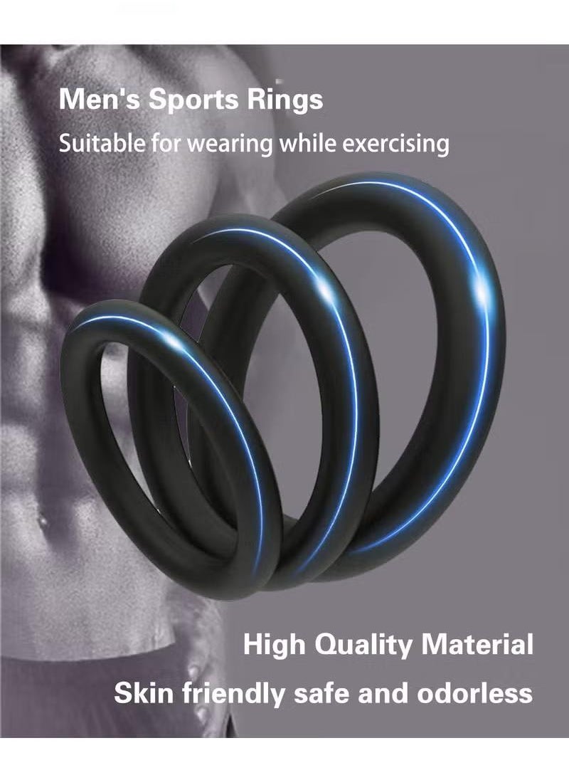 XiuWoo 3 pc Silicone Ring Men Sports Ring Elastic Easy Stretch Resistance Tear Resistance Exercise Ring Extended Endurance Waterproof Wear Resistant Soft Suitable for Male Sports Home  - Image 1