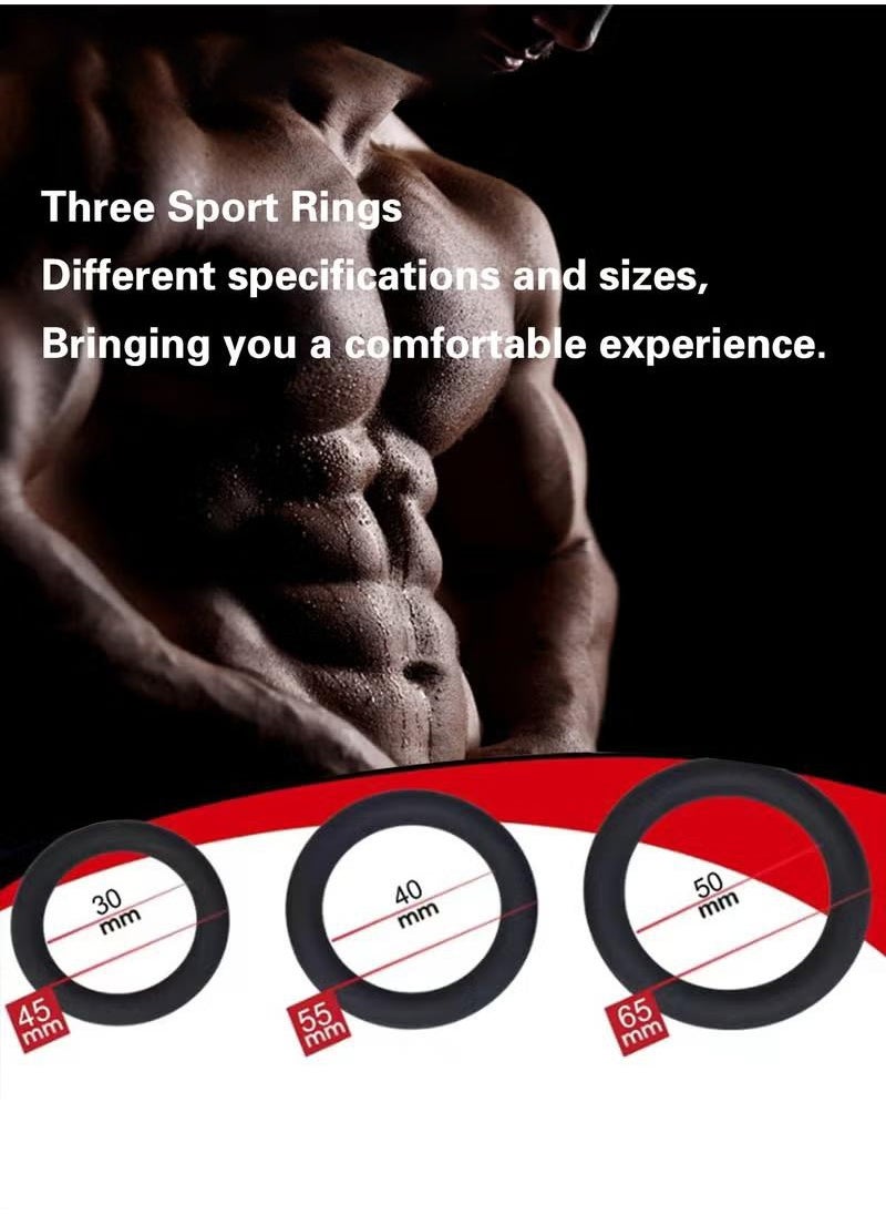 XiuWoo 3 pc Silicone Ring Men Sports Ring Elastic Easy Stretch Resistance Tear Resistance Exercise Ring Extended Endurance Waterproof Wear Resistant Soft Suitable for Male Sports Home  - Image 2