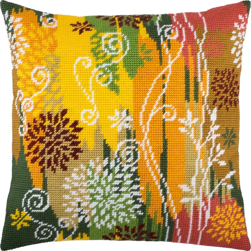 Brvsk Seasonal Needlepoint Kit for Adults and Beginners — Autumn 16″ × 16″ with Clear, Precise Printed Design on Cotton Canvas; Includes 2 Needles, Yarn, and Easy-Read Chart - Image 1