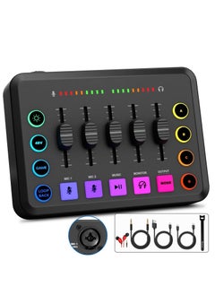 شو وو خلاط صوت للألعاب، خلاط تدفق RGB مع واجهة ميكروفون XLR، خافت الصوت، المراقبة، طاقة فانتوم 48 فولت لتسجيل بث هاتف الكمبيوتر TikTok  - Image 1