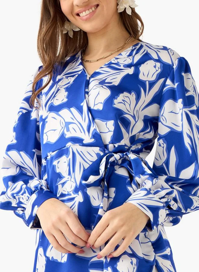 ايكونيك Iconic Wrap Top with Floral Print