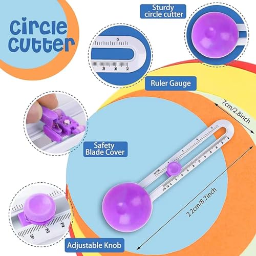 HKKYO Circle Cutter, Circle Cutters for Paper Crafts, Paper CircleCutters, Circle PaperCutters, Circular Cutters, Cardboard Circle Cutter, Adjustable Craft Cutting Tools, Cutting Diameter 4'' to 12.5'' - Image 3