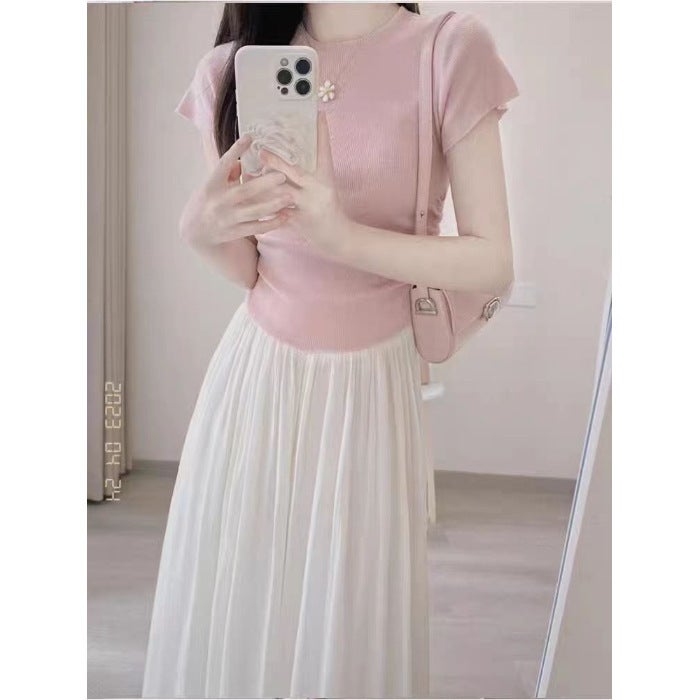 Summer Petite Pink Tee Skirt Set for Women Skirt 547 (single piece)