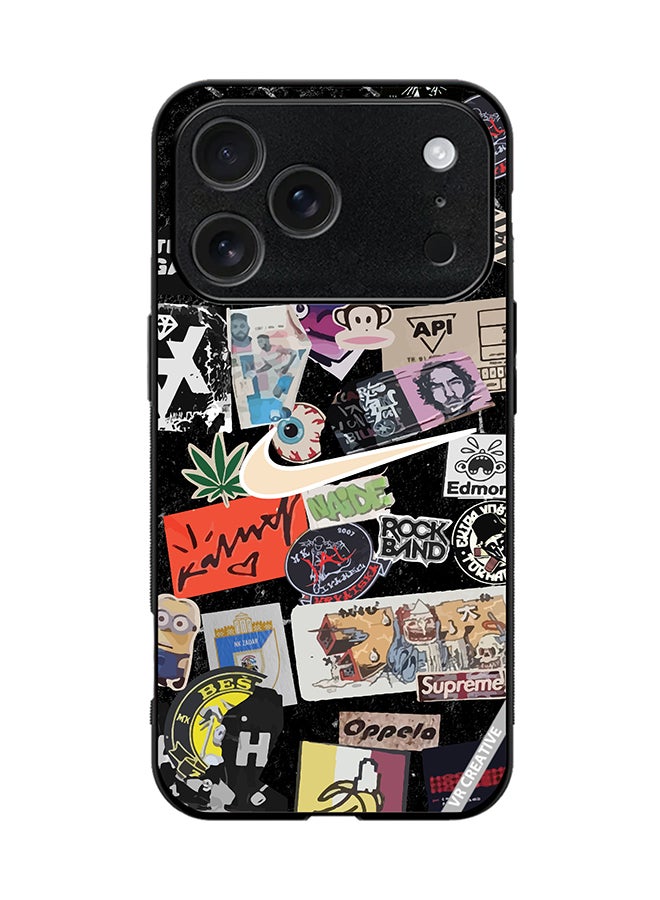 Protective Case Cover For Apple iPhone 17 Pro Nike Stickers Design Multicolour