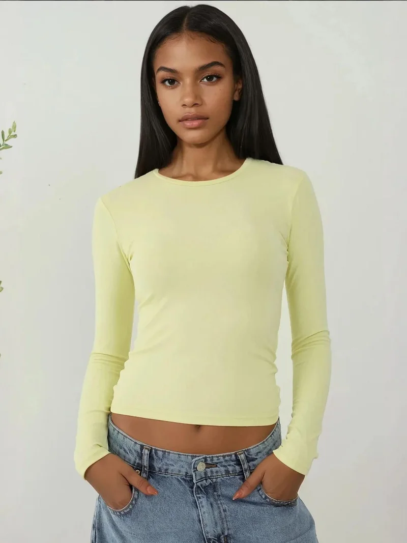 HICCUP Long Sleeve Crew Neck Top