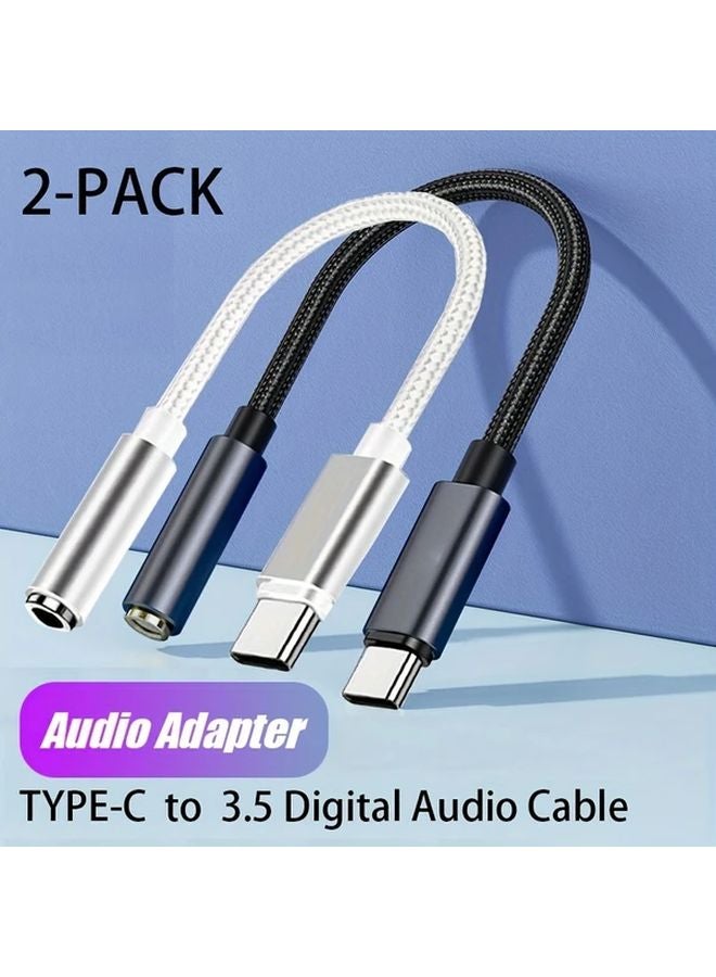 2Pack Black Braided USB C To 3 5mm Aux Audio Adapter For iPhone Samsung - Image 2