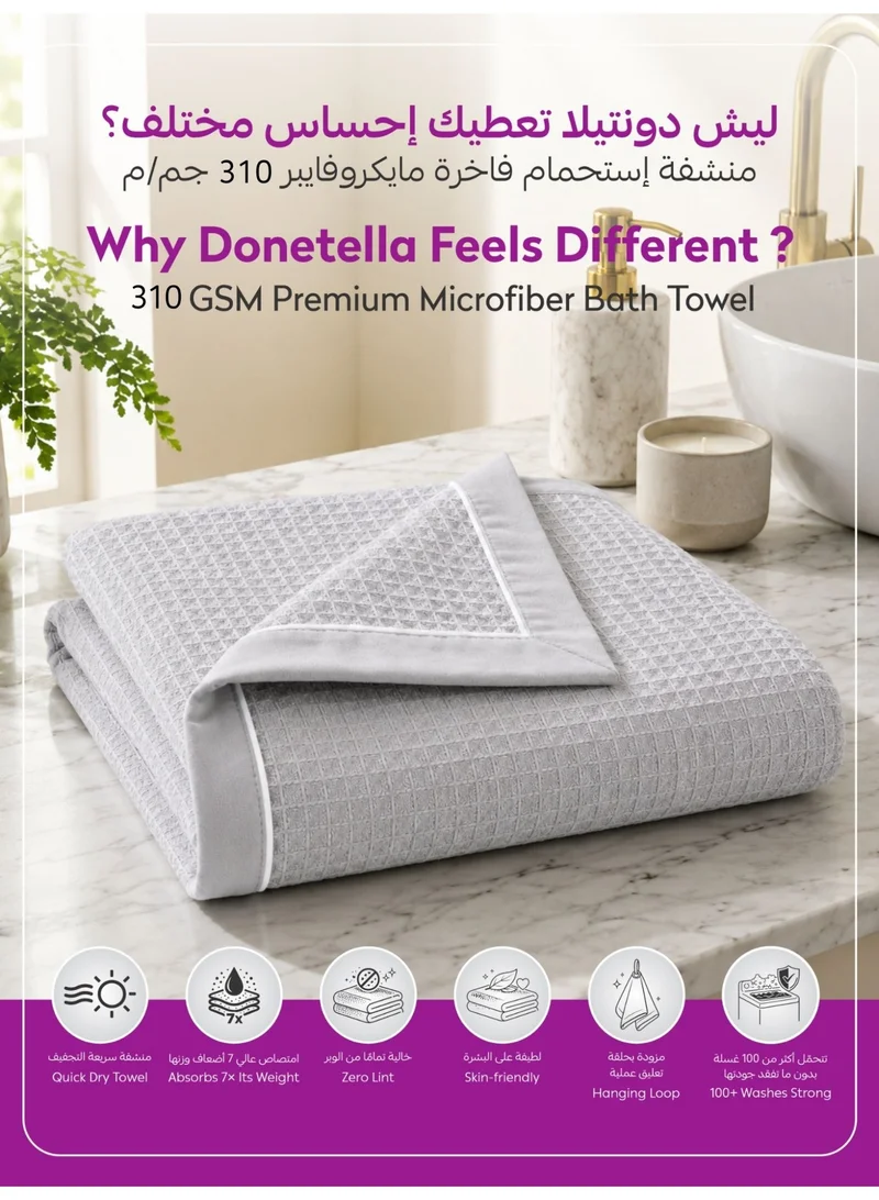 Donetella Bath Towel (1 Piece, 70x140 cm) – Microfiber 310 GSM Waffle Weave Ultra Soft Highly Absorbent Quick Dry Bathroom Towel for Home, Gym, Spa & Travel