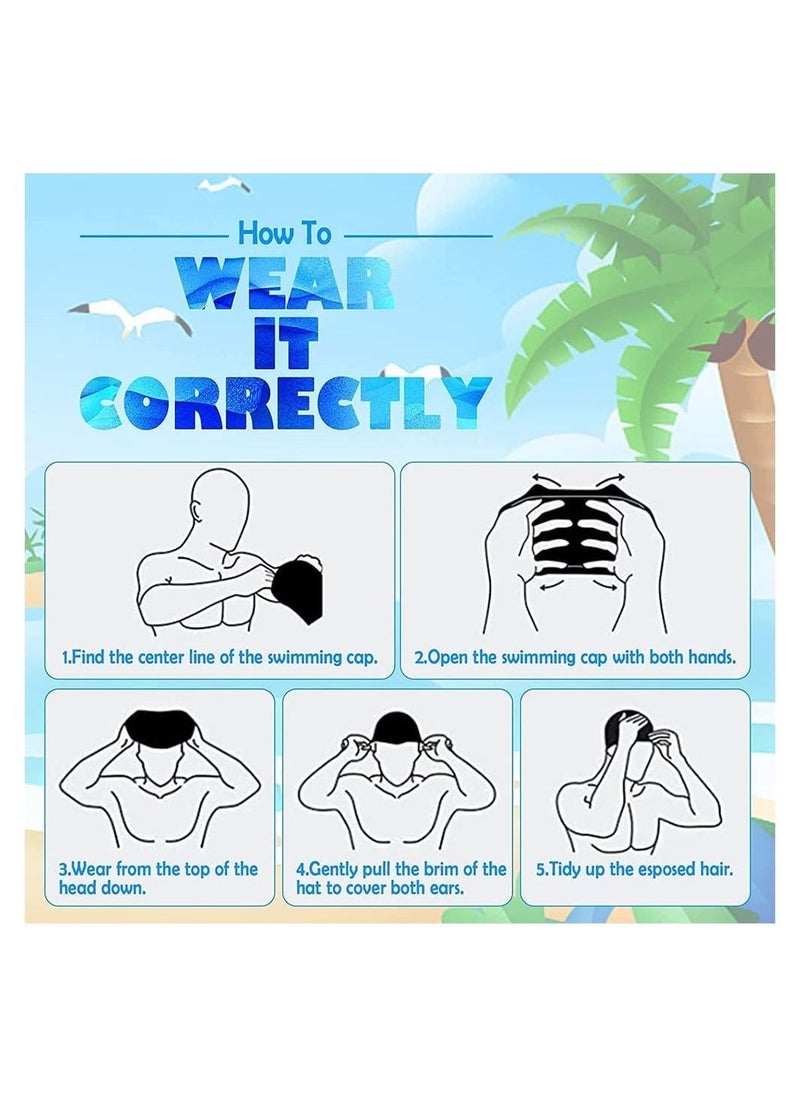 DMG TECH - 2 Pieces Kids Swimming Cap, Stretchable Waterproof Swimming Cap, Comfortable Swimming Hat, Durable Silicone Swimming Cap with Storage Bag - Image 1