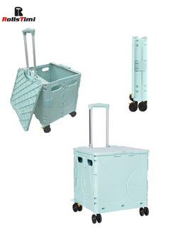 RollsTimi  48L Foldable Shopping Cart Green – Compact Suitcase Cart For Shopping And Travel  - Image 1
