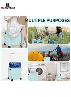 RollsTimi  48L Foldable Shopping Cart Green – Compact Suitcase Cart For Shopping And Travel  - Image 4