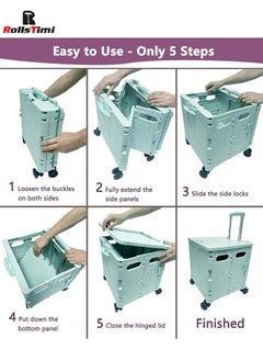 RollsTimi  48L Foldable Shopping Cart Green – Compact Suitcase Cart For Shopping And Travel  - Image 5