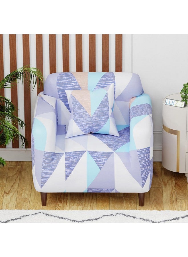 Lukzer Universal 1 Seater Sofa Cover with 1 Pillow Case 140 GSM Big Elasticity Slipcover for Couch Protector Stretchable (Prism Light Blue/90-140cm) SC-046-01 - Image 2