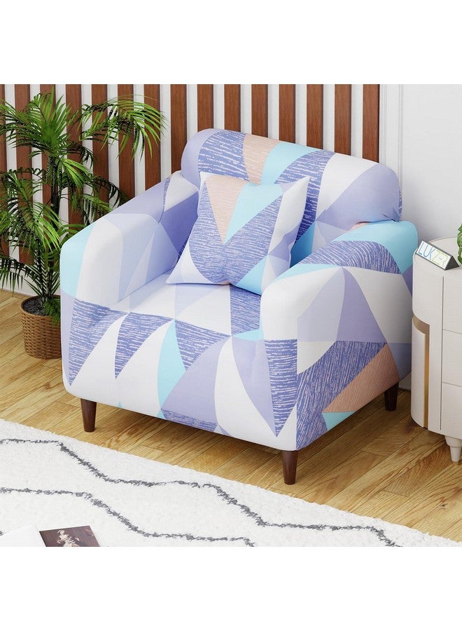 Lukzer Universal 1 Seater Sofa Cover with 1 Pillow Case 140 GSM Big Elasticity Slipcover for Couch Protector Stretchable (Prism Light Blue/90-140cm) SC-046-01 - Image 3