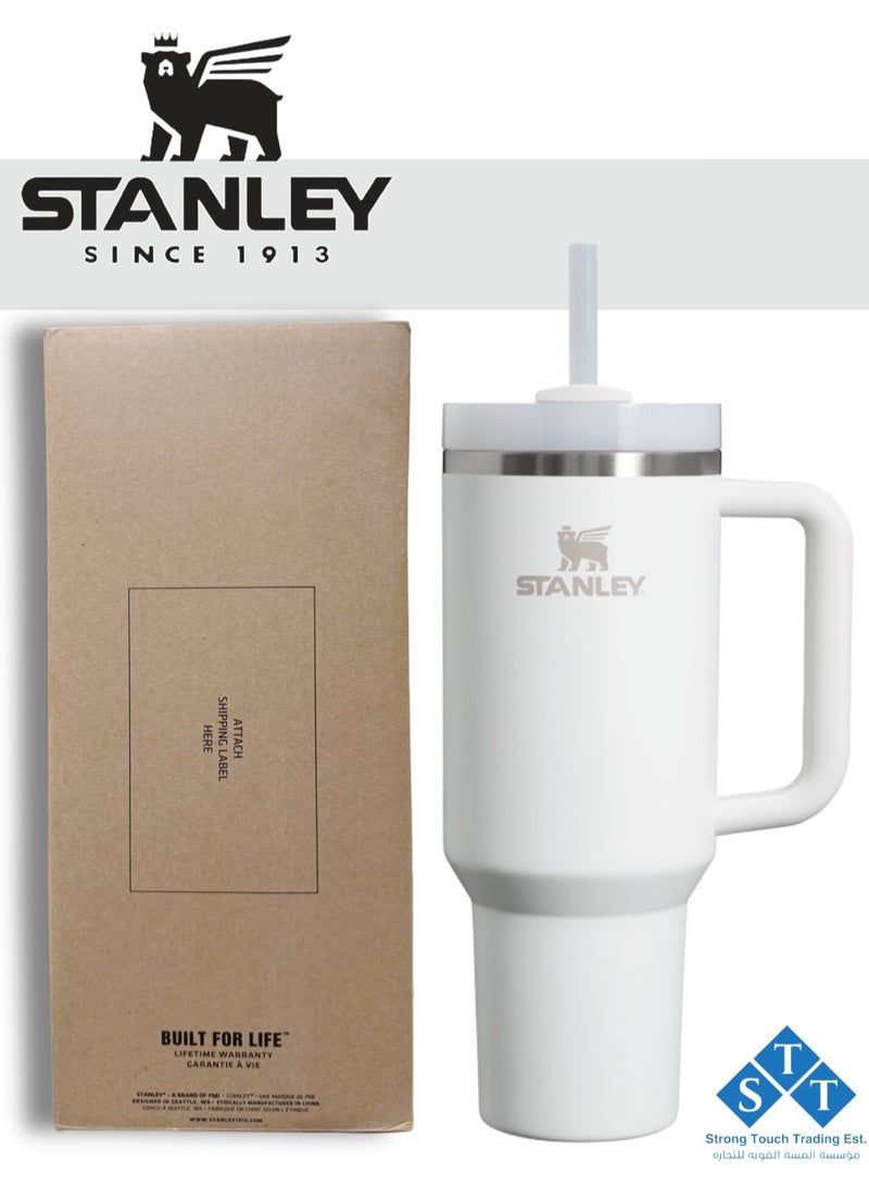 Stanley Official Stanley Quencher H2.0 Tumbler with Handle and Straw 40 oz | Flowstate 3-Position Lid | Cup Holder Compatible for Travel | Insulated Stainless Steel Cup | BPA-Free | for Water, Iced Tea or Coffee, Smoothie and More ( White 1.18L) - Image 1