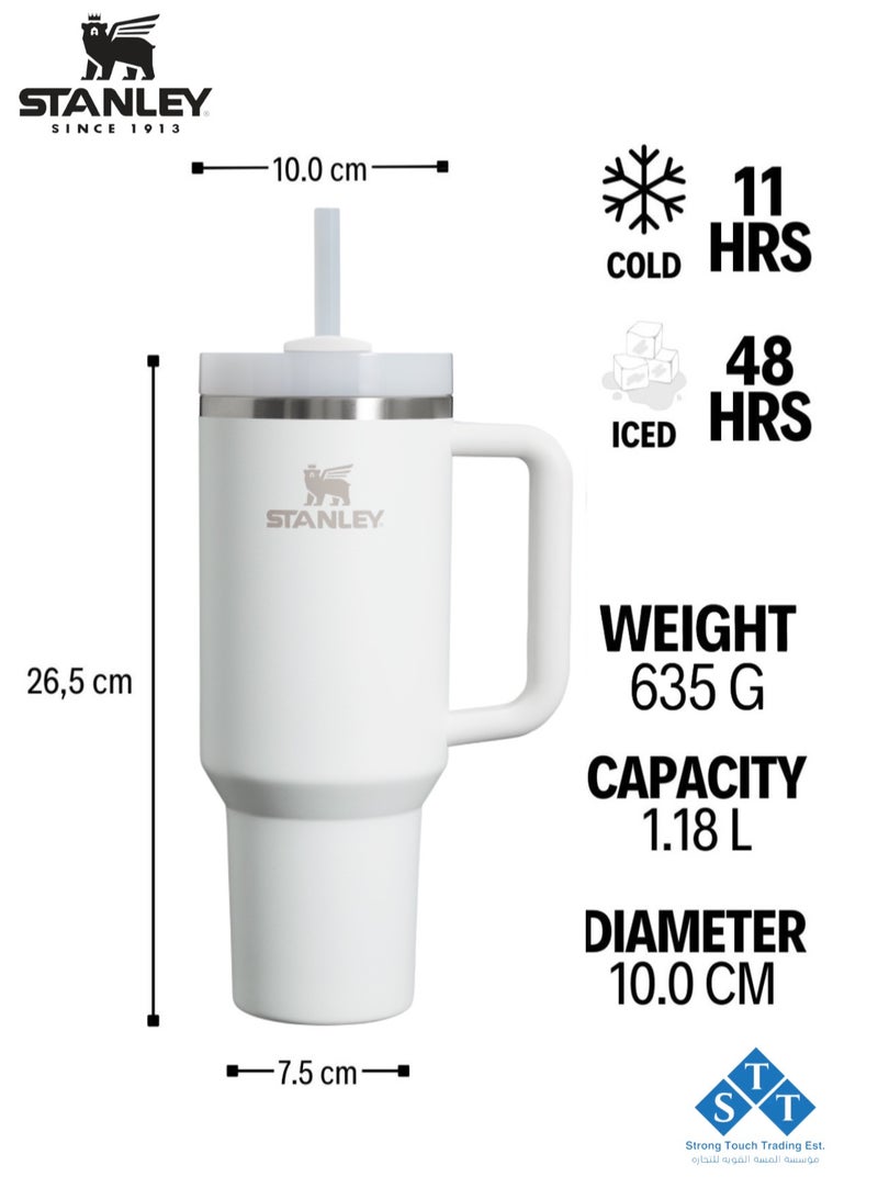 Stanley Official Stanley Quencher H2.0 Tumbler with Handle and Straw 40 oz | Flowstate 3-Position Lid | Cup Holder Compatible for Travel | Insulated Stainless Steel Cup | BPA-Free | for Water, Iced Tea or Coffee, Smoothie and More ( White 1.18L) - Image 3