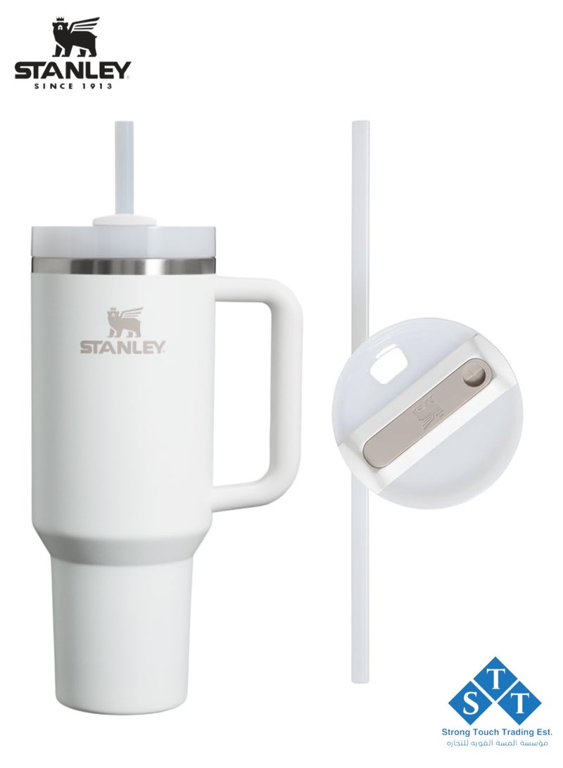 Stanley Official Stanley Quencher H2.0 Tumbler with Handle and Straw 40 oz | Flowstate 3-Position Lid | Cup Holder Compatible for Travel | Insulated Stainless Steel Cup | BPA-Free | for Water, Iced Tea or Coffee, Smoothie and More ( White 1.18L) - Image 4