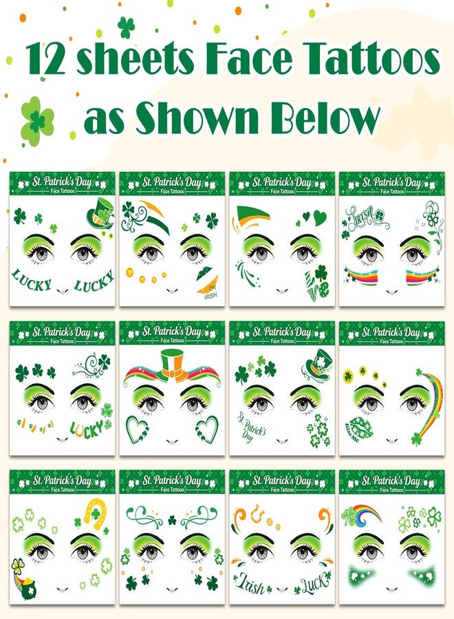 Partywind St Patrick's Day Decorations, Waterproof Temporary Face Tattoos for Kids Adults Saint Patrick's Day Accessories Makeup, Irish Shamrock Decor for Party Supplies Favors - Image 2