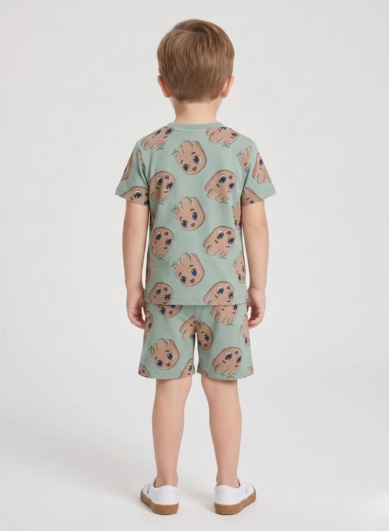 بيبي كلو Boys Sage Cartoon Print Shorts Set