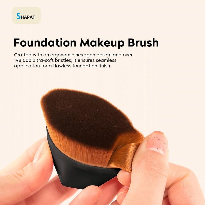 BROOKITCHEN BASIC Foundation Makeup Brush Kabuki Hexagon Face Blush Liquid Powder Foundation Brush for Blending Liquid Cream or Flawless Powder Cosmetics - Image 3