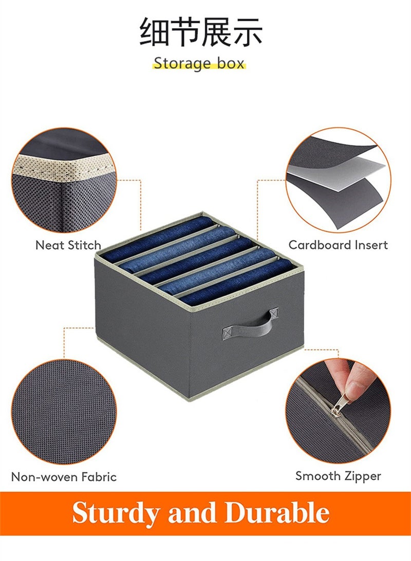 SYOSI Wardrobe Clothes Organizer 2 Pack Foldable Jeans Drawer Closet Organizer with Handles Closet Organizers and Storage for Clothes Jeans Sweater Grey - Image 5