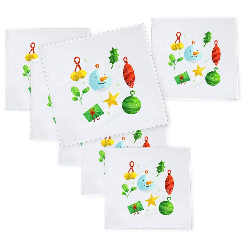 Khakee 6 Pcs Christmas Theme Tafta Silk Table Napkins 10x 10 for Xmas Decoration Christmas OrnamentsChristmas Gift npxmas325P - Image 1