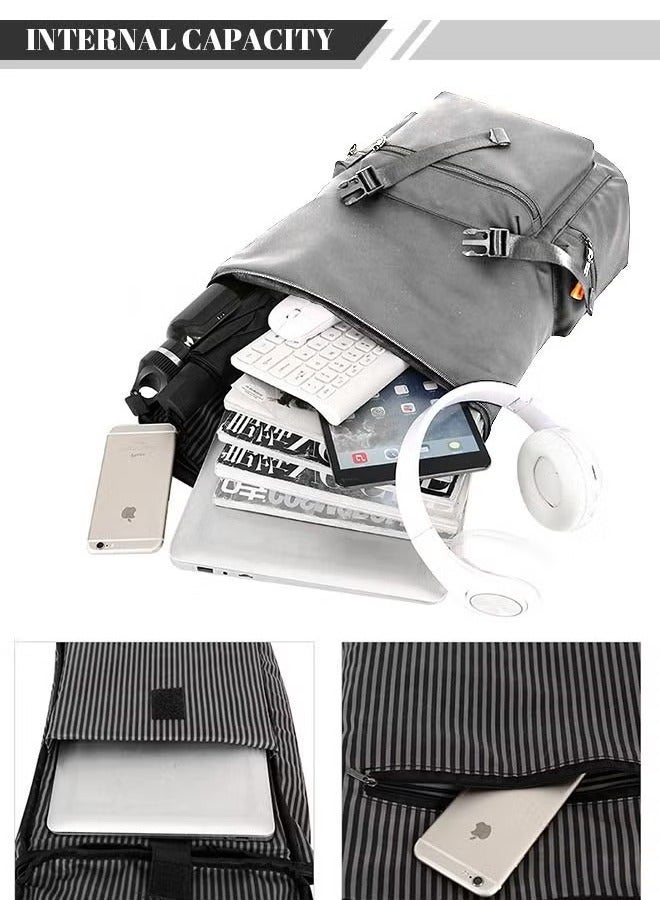 كان واي حقيبة ظهر رجالية ذات كتف مزدوج وسعة كبيرة للسفر المدرسي باللون الرمادي - Image 5