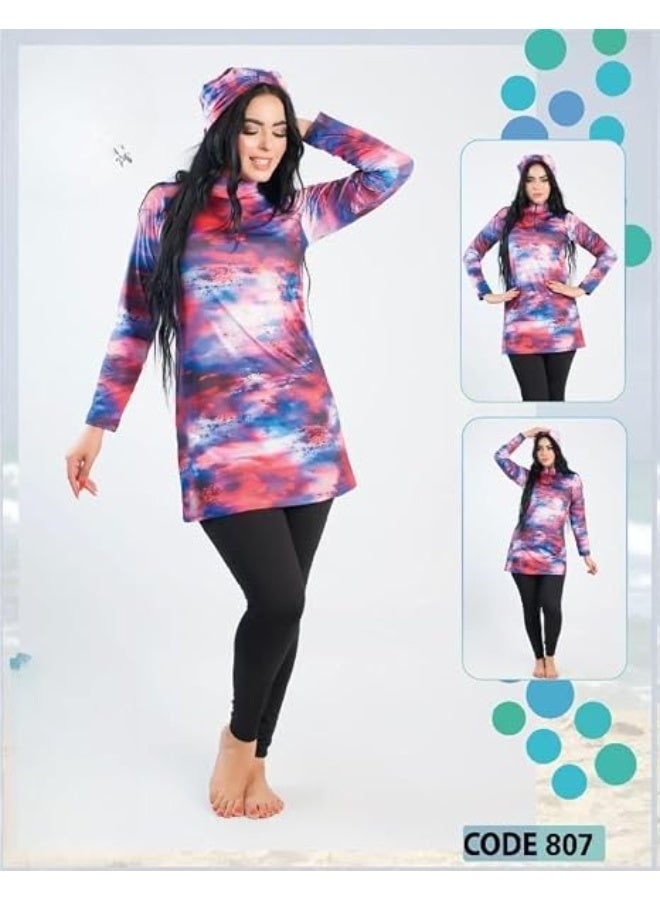 Women's Burkini Swimsuit - Flexible and quick-drying material in multiple sizes (Code 807) - Image 3