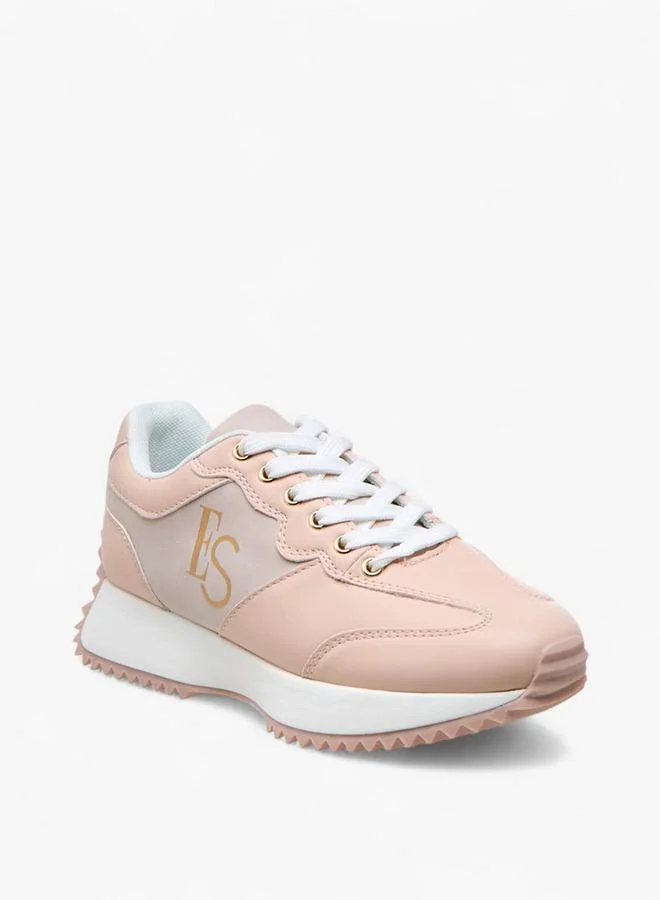 ELLE Women'S Panelled Sneakers With Lace-Up Closure