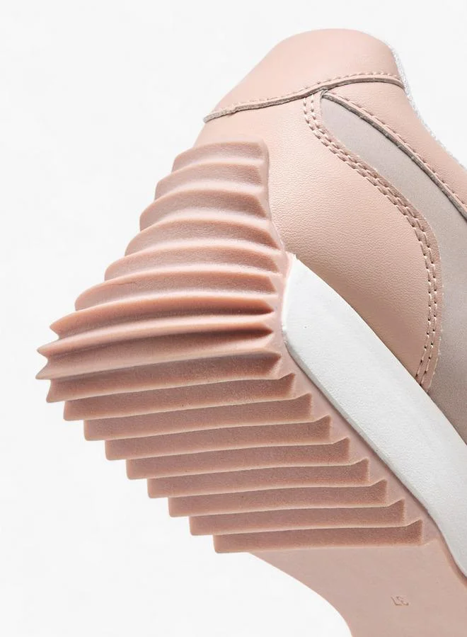 ELLE PINK Women'S Panelled Sneakers With Lace-Up Closure for Women | Best Price UAE