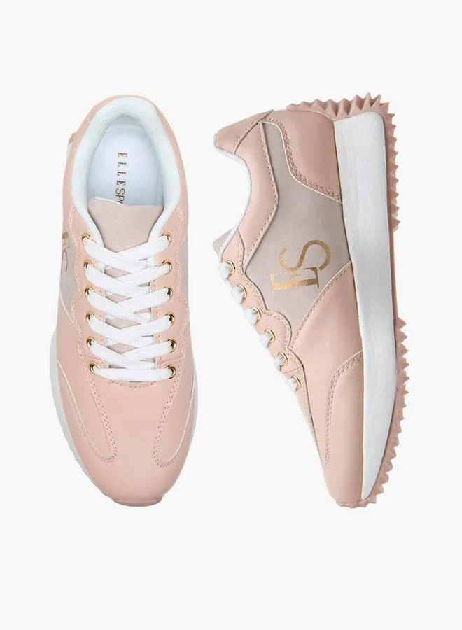 ELLE PINK Women'S Panelled Sneakers With Lace-Up Closure for Women | Best Price UAE