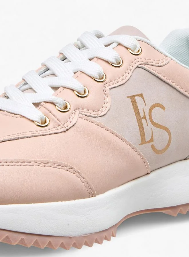 ELLE PINK Women'S Panelled Sneakers With Lace-Up Closure for Women | Best Price UAE