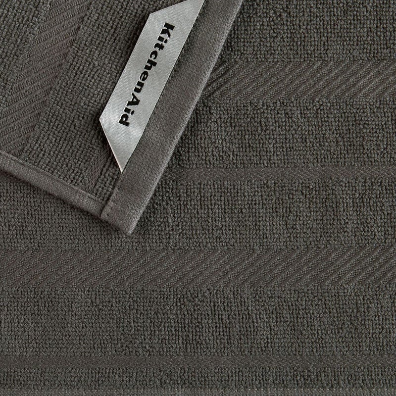 KitchenAid Albany Dishcloth 8 Pack Set  Charcoal Grey/White  12""x12"" - Image 3