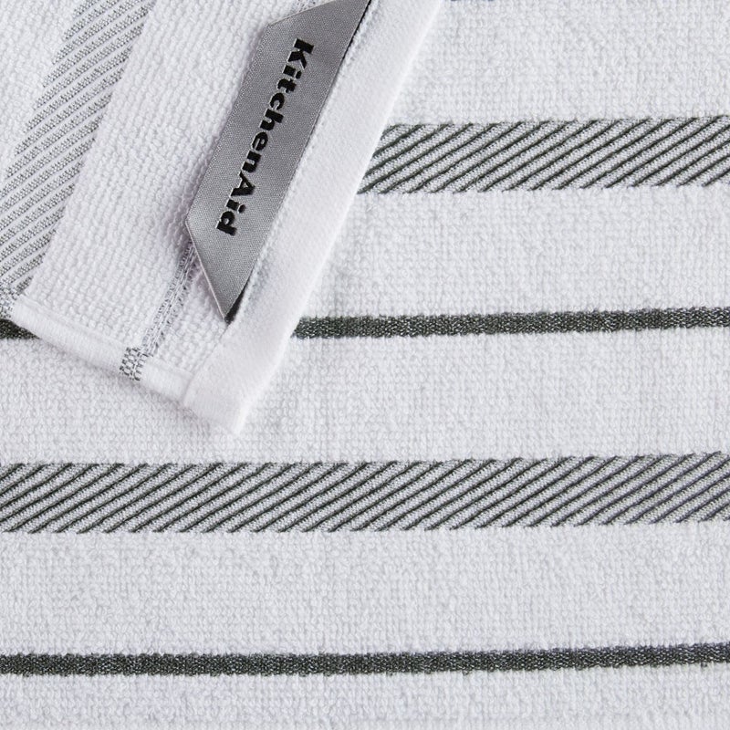 KitchenAid Albany Dishcloth 8 Pack Set  Charcoal Grey/White  12""x12"" - Image 4