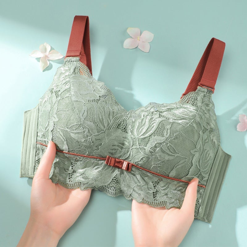 Latex Underwear Women'S Thin Large Chest Small Gather-Up Anti-Sagging Breast Bra Large Size Non-Rimmed Bra - Image 2
