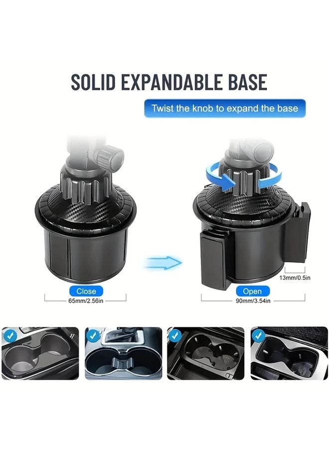 Black ABS Magnetic Car Cup Holder Phone Mount Adjustable One Handed Operation Tablet Support - Image 5