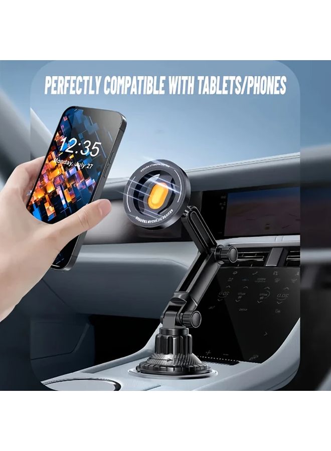 Black ABS Magnetic Car Cup Holder Phone Mount Adjustable One Handed Operation Tablet Support - Image 3