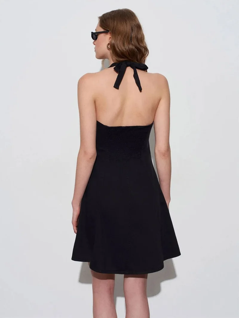 ديلفين DILVIN Halter Neck A-Line Mini Dress
